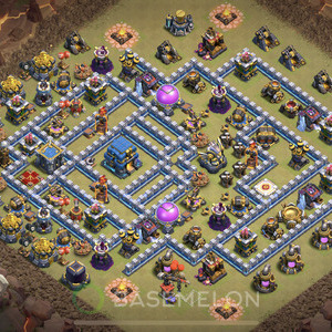 Town Hall Level 12 War Base Design 2025, Anti Everything, Layout #1429