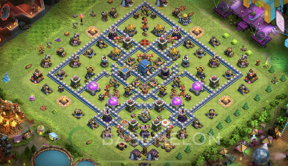 Town Hall Level 12 Trophy/Defense Base Design 2025, Anti 3 Stars, Hybrid, Layout #1444