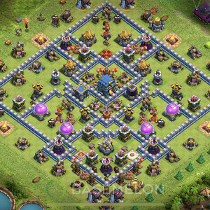 Town Hall Level 12 Trophy/Defense Base Design 2025, Anti 3 Stars, Hybrid, Layout #1444