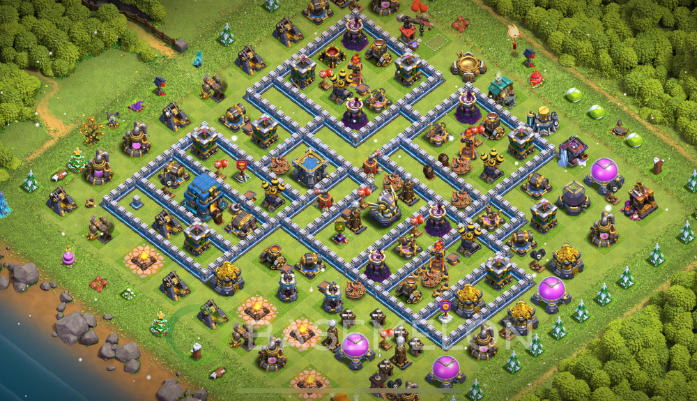 Town Hall Level 12 Trophy/Defense Base Design 2025, Anti 3 Stars, Layout #1445