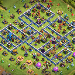 Town Hall Level 12 Trophy/Defense Base Design 2025, Anti 3 Stars, Layout #1445