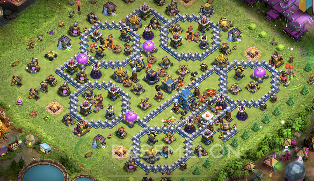 Town Hall Level 12 Farm Base Design 2025, Anti Everything, Hybrid, Layout #1492