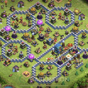 Town Hall Level 12 Farm Base Design 2025, Anti Everything, Hybrid, Layout #1492