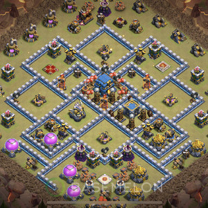 Town Hall Level 12 War Base Design 2025, Anti 2 Stars, Hybrid, Layout #1495