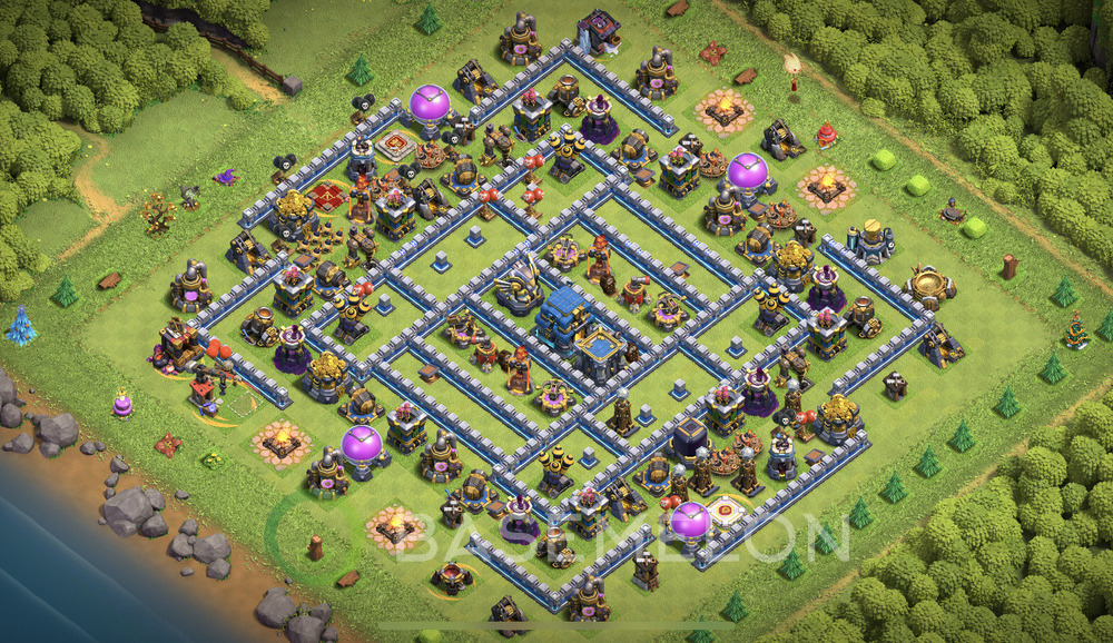 Town Hall Level 12 Trophy/Defense Base Design 2025, Anti 2 Stars, Layout #1497