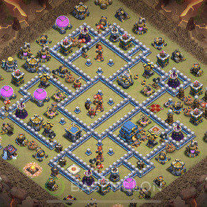 Town Hall Level 12 War Base Design 2025, Max Levels, Anti Air, Layout #1564