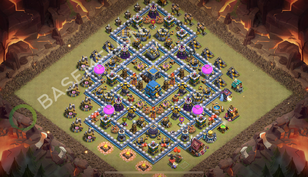 Aldea del Ayuntamiento Nivel 12 para Guerra, Anti 2 Estrellas, Anti Todo Diseño 2026, #1597