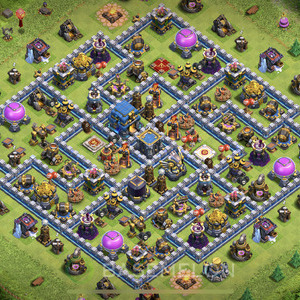 Town Hall Level 12 Farm Base Design 2025, Anti Everything, Hybrid, Layout #1635