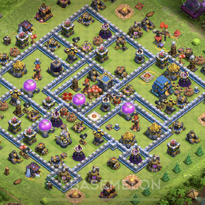 Town Hall Level 12 Trophy/Defense Base Design 2025, Anti Everything, Hybrid, Layout #1695