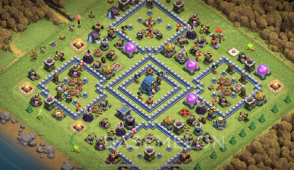 Hôtel de Ville Level 12 Trophées/Défense Base  2025, Anti 2 Étoiles, Anti Aérien, Village #1773