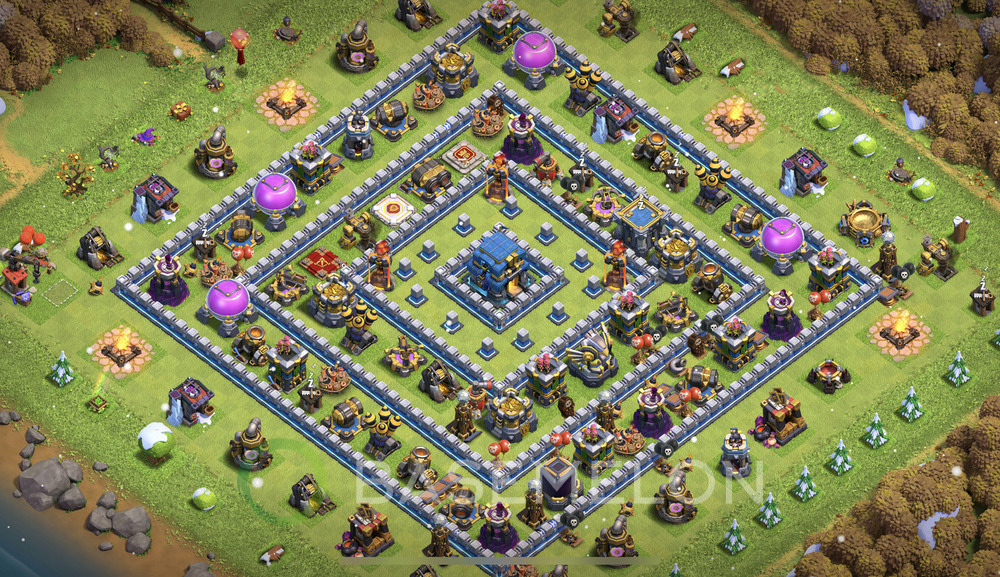 Town Hall Level 12 Trophy/Defense Base Design 2025, Unbeatable, Legend League, Layout #1800