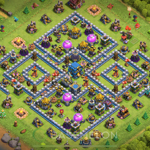Town Hall Level 12 Trophy/Defense Base Design 2025, Hybrid, Layout #1823