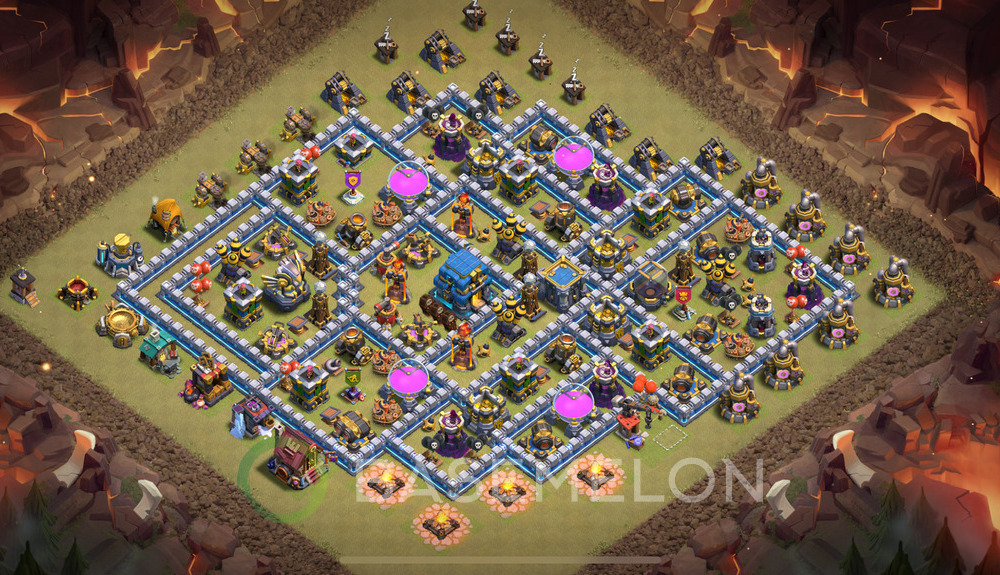 Rathaus Level 12 Krieg Base 2025, Anti Air, Hybrid, Layout #1853