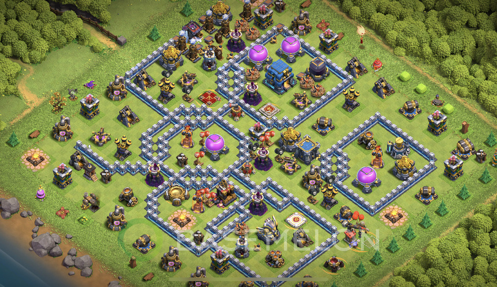 Town Hall Level 12 Trophy/Defense Base Design 2025, Anti Air, Anti 3 Stars, Layout #1961