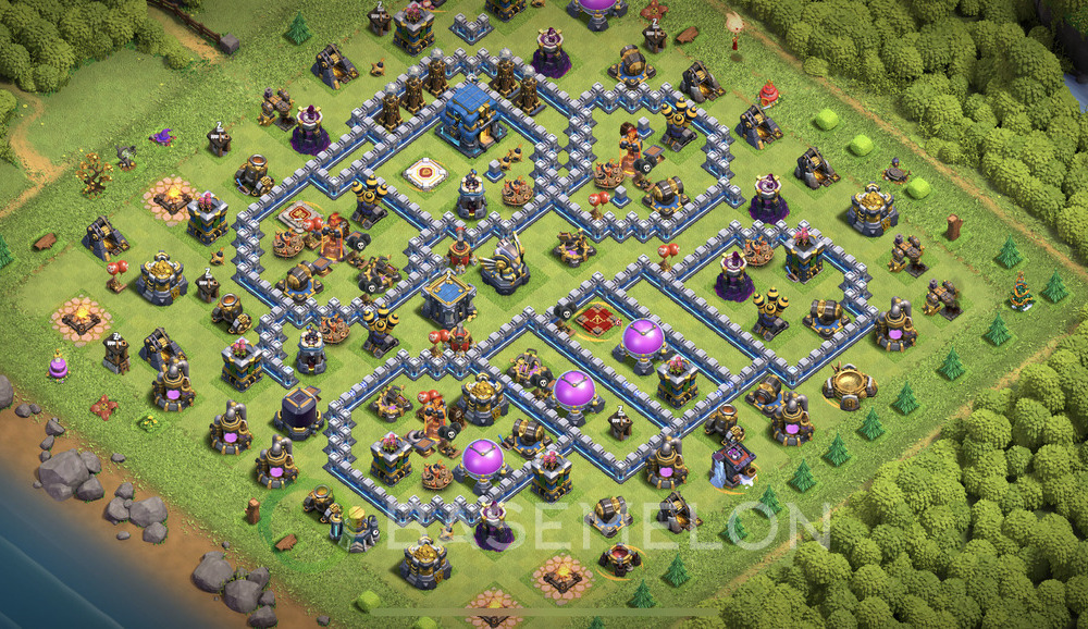 Town Hall Level 12 Trophy/Defense Base Design 2025, Anti 3 Stars, Layout #1981