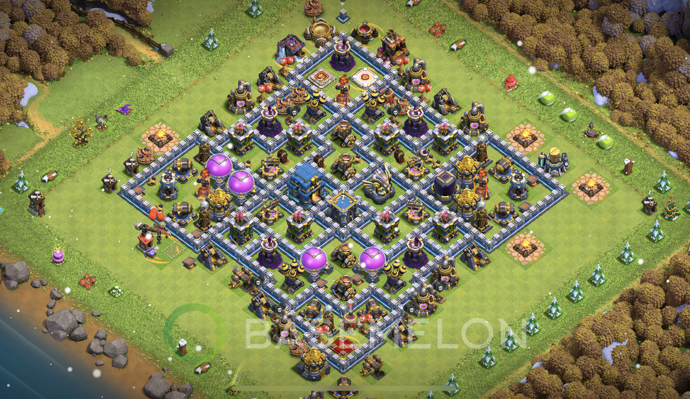 Town Hall Level 12 Trophy/Defense Base Design 2025, Unbeatable, Hybrid, Layout #1986