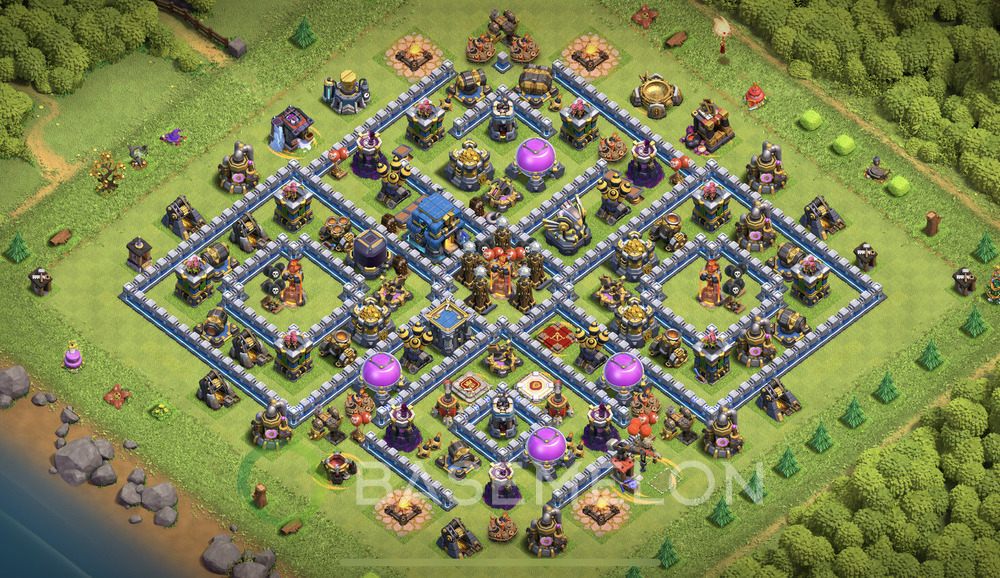 Town Hall Level 12 Trophy/Defense Base Design 2025, Anti 3 Stars, Hybrid, Layout #2005