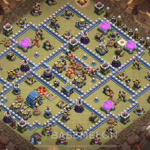 Town Hall Level 12 War Base Design, Max Levels, Hybrid, Layout #207