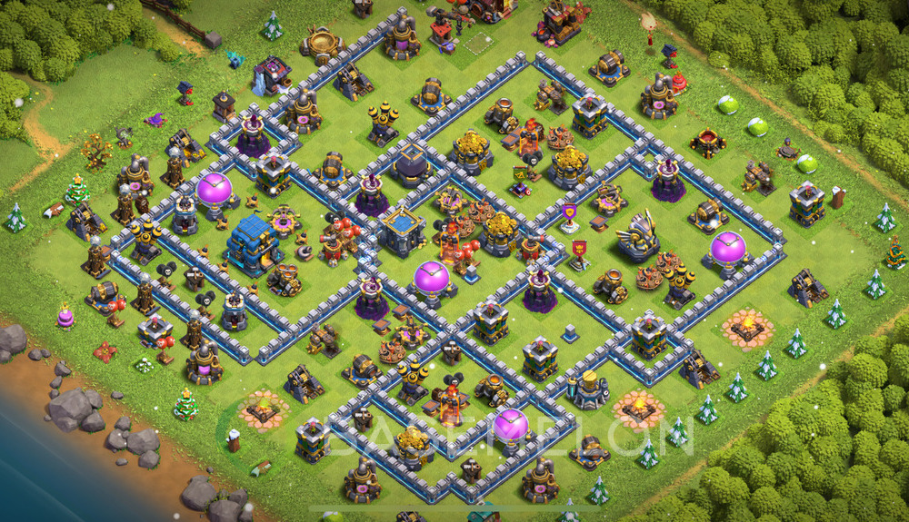 Rathaus Level 12 Farmen Base 2025, Anti 3 Sterne, Anti Alles, Layout #2095