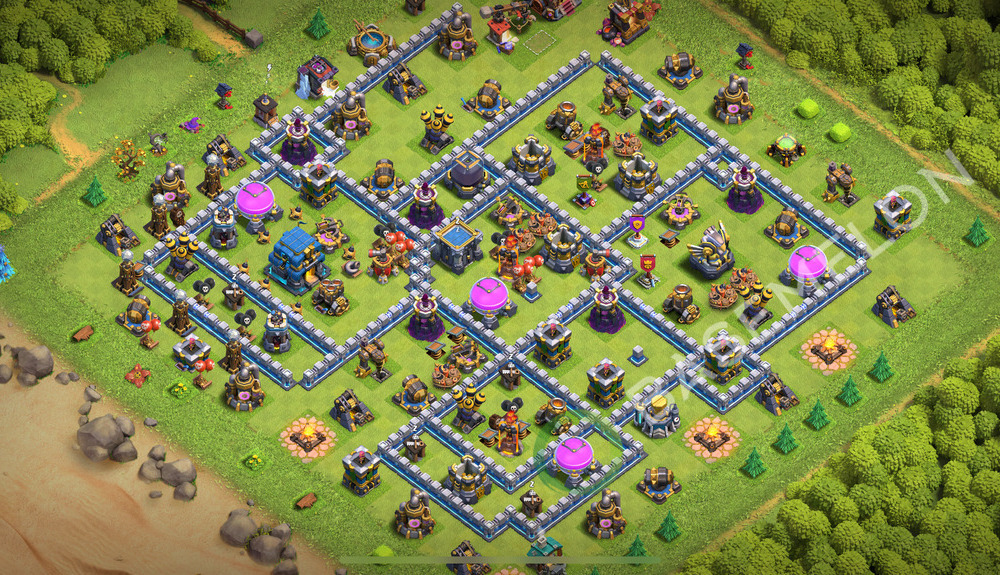 Aldea del Ayuntamiento Nivel 12 para Farming, Anti 3 Estrellas, Anti Todo Diseño 2026, #2095