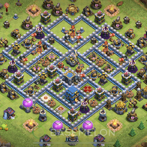 Town Hall Level 12 Trophy/Defense Base Design 2025, Anti 3 Stars, Anti Everything, Layout #2102