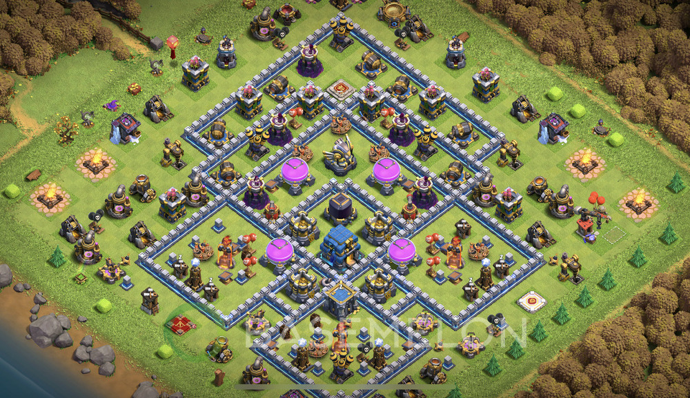 Rathaus Level 12 Farmen Base 2025, Hybrid, Anti 3 Sterne, Layout #2103