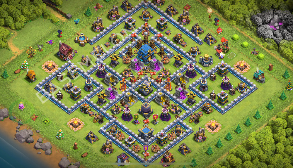 Town Hall Level 12 Farm Base Design 2025, Anti Everything, Hybrid, Layout #2171