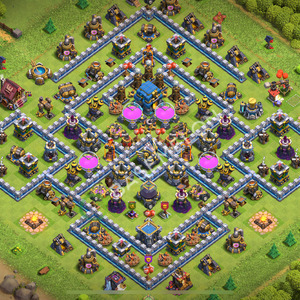 Town Hall Level 12 Farm Base Design 2026, Anti Everything, Hybrid, Layout #2171