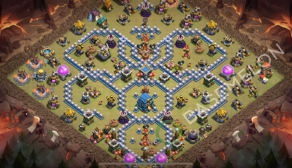 Town Hall Level 12 War Base Design 2025, Anti 3 Stars, Layout #2193