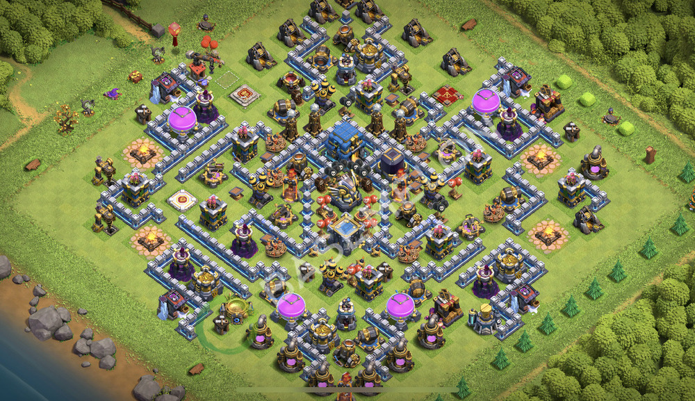 Rathaus Level 12 Verteidigung Base 2025, Anti Alles, Hybrid, Layout #2301