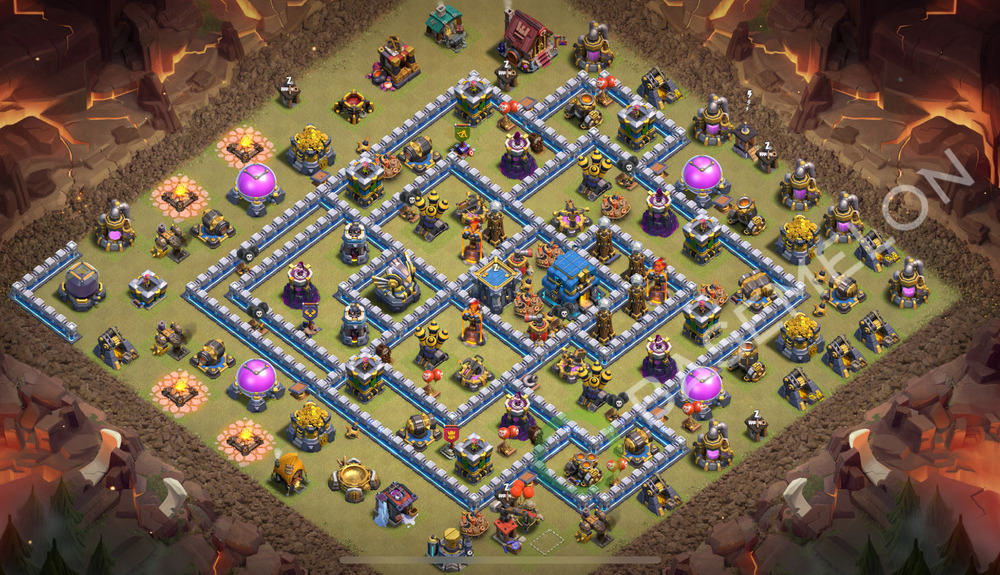 Town Hall Level 12 War Base Design 2025, Anti 3 Stars, Anti Air, Layout #2369