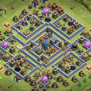 Town Hall Level 12 Trophy/Defense Base Design 2025, Anti 2 Stars, Hybrid, Layout #2435