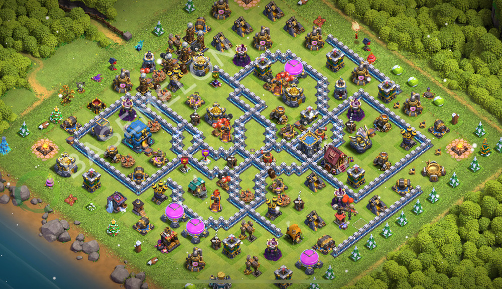 Town Hall Level 12 Trophy/Defense Base Design 2026, Anti 3 Stars, Layout #2458