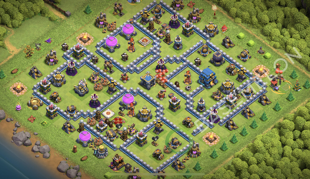 Town Hall Level 12 Trophy/Defense Base Design 2026, Max Levels, Layout #2558