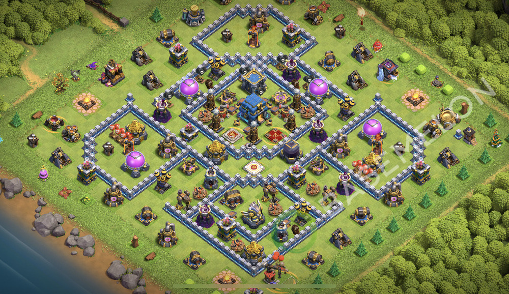 Town Hall Level 12 Trophy/Defense Base Design 2026, Hybrid, Layout #2780