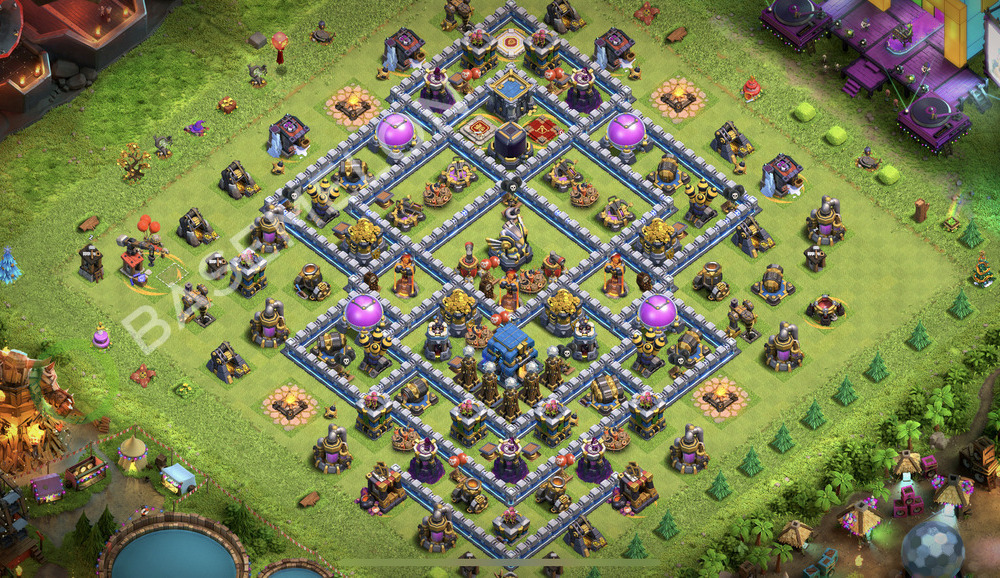 Town Hall Level 12 Trophy/Defense Base Design 2026, Anti 3 Stars, Hybrid, Layout #3032