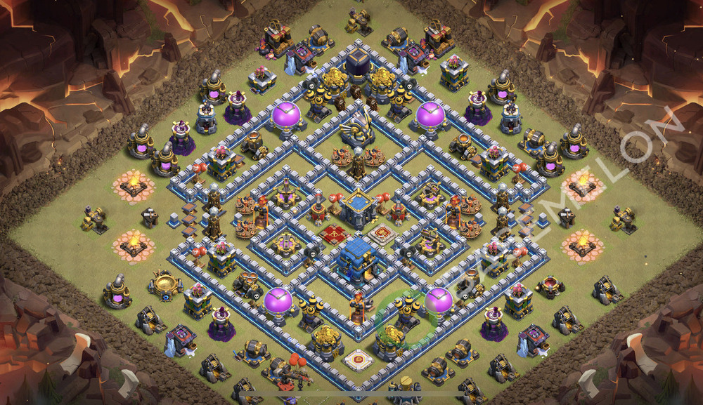 Town Hall Level 12 War Base Design 2026, Hybrid, Legend League, Layout #3116