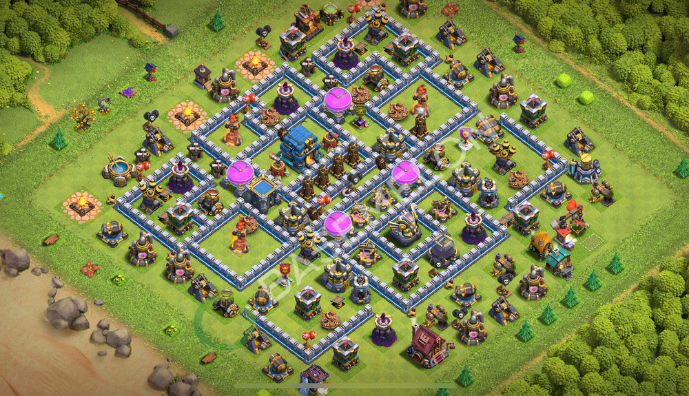 Town Hall Level 12 Farm Base Design 2026, Hybrid, Layout #3135