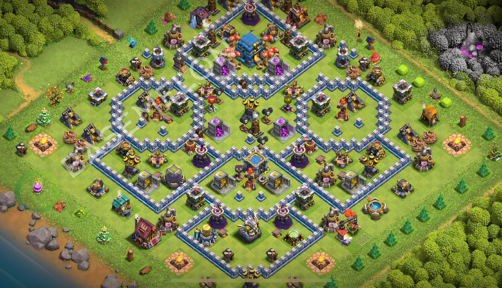 Town Hall Level 12 Trophy/Defense Base Design 2026, Hybrid, Layout #3177