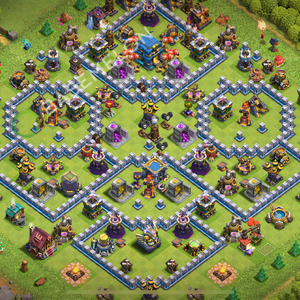 Town Hall Level 12 Trophy/Defense Base Design 2026, Hybrid, Layout #3177