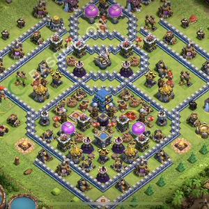 Town Hall Level 12 Trophy/Defense Base Design 2026, Anti 3 Stars, Hybrid, Layout #3384
