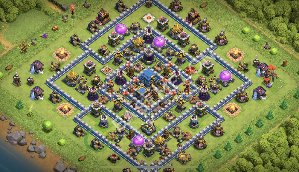 Town Hall Level 12 Trophy/Defense Base Design 2026, Anti Everything, Hybrid, Layout #3427