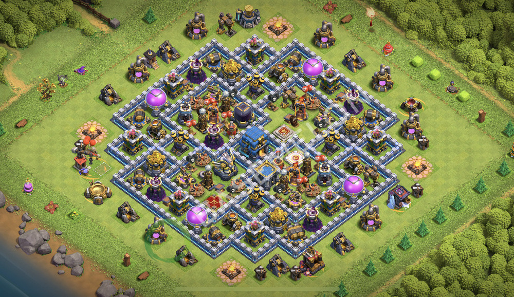 Aldea del Ayuntamiento Nivel 12 para Farming, Niveles Máximos, Híbrido Diseño 2026, #3486