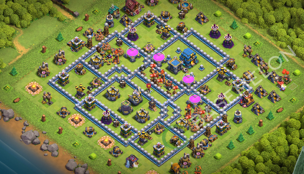Town Hall Level 12 Trophy/Defense Base Design 2026, Anti 3 Stars, Hybrid, Layout #3653