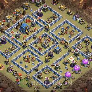 Town Hall Level 12 War Base Design, Anti 3 Stars, Layout #367
