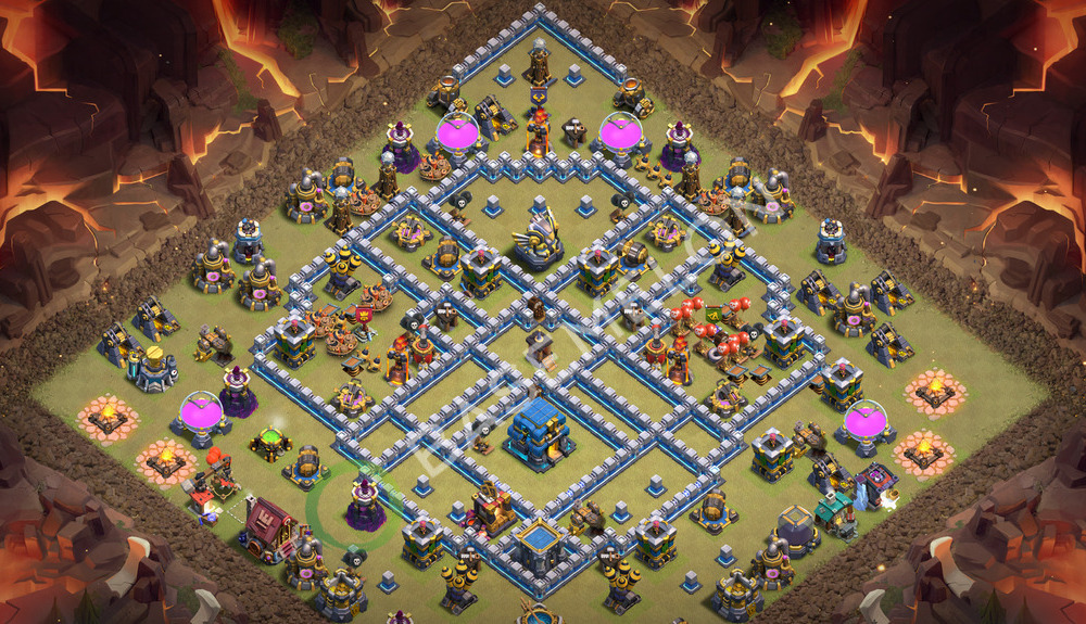 Rathaus Level 12 Krieg Base 2026, Anti 3 Sterne, Layout #3746