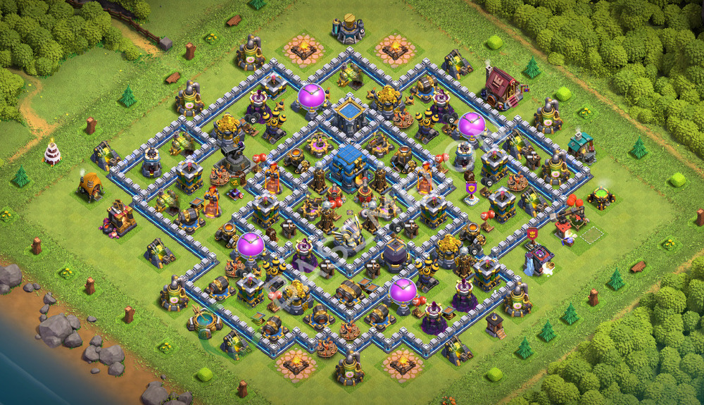 Town Hall Level 12 Trophy/Defense Base Design 2026, Anti 2 Stars, Layout #3795