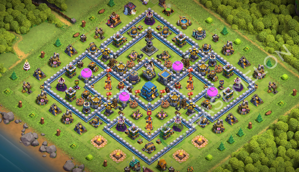 Town Hall Level 12 Trophy/Defense Base Design 2026, Anti 2 Stars, Hybrid, Layout #3823