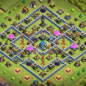 Town Hall Level 12 Trophy/Defense Base Design 2026, Anti 2 Stars, Hybrid, Layout #3823