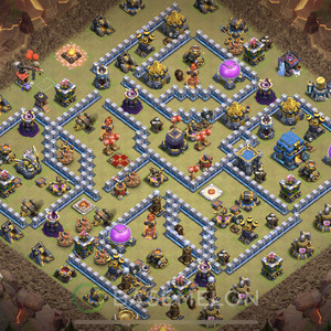 Town Hall Level 12 War Base Design, Anti Air, Hybrid, Layout #409